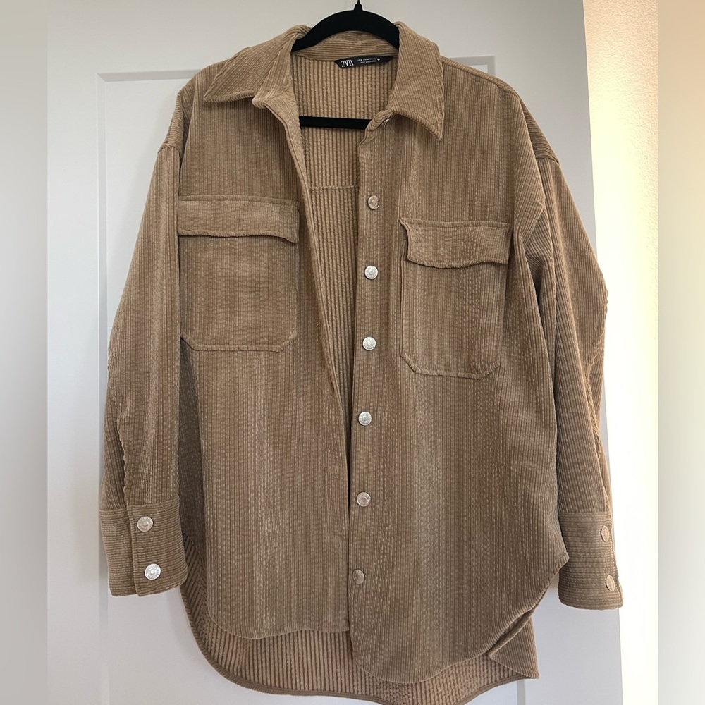NWOT Zara Brown Corduroy Shirt Jacket